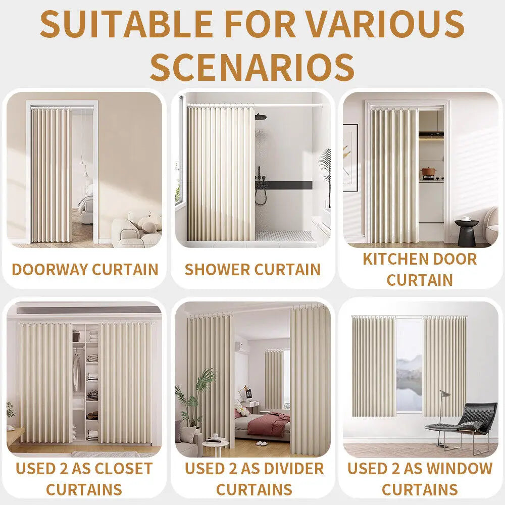 Closet Curtains, Accordion Style Door Curtains for Doorways, Pleated Folding Doors Curtain for Closet and Room Divider