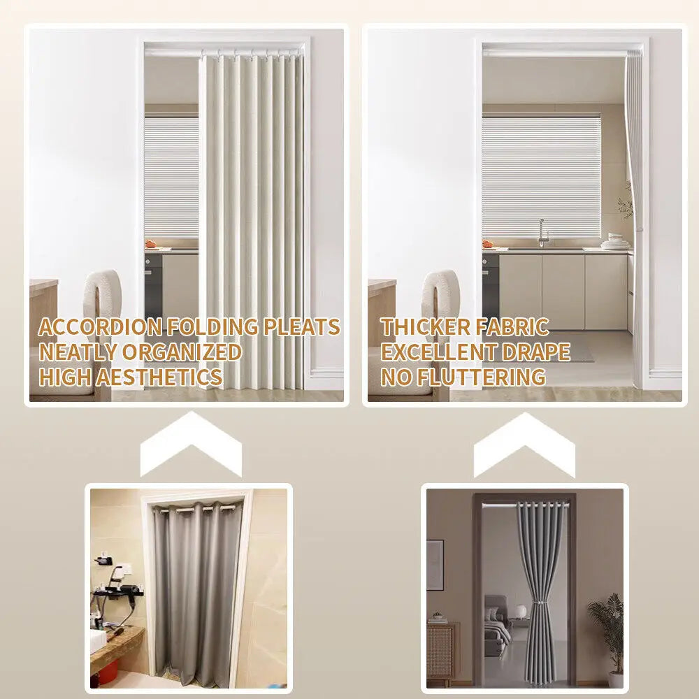 Closet Curtains, Accordion Style Door Curtains for Doorways, Pleated Folding Doors Curtain for Closet and Room Divider