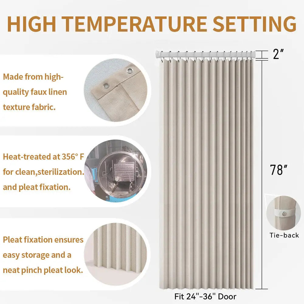 Closet Curtains, Accordion Style Door Curtains for Doorways, Pleated Folding Doors Curtain for Closet and Room Divider