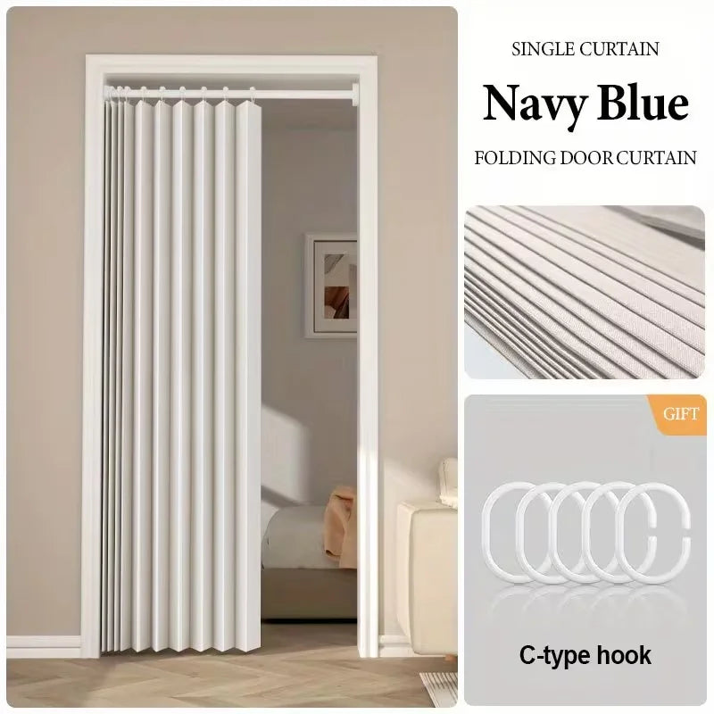 Closet Curtains, Accordion Style Door Curtains for Doorways, Pleated Folding Doors Curtain for Closet and Room Divider
