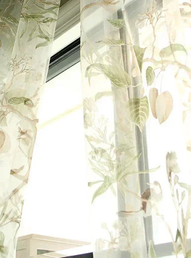 Rural Curtains for Living Room Dining Bedroom American Country Style Flower Bird Cotton and Linen Fabric Curtains Customization