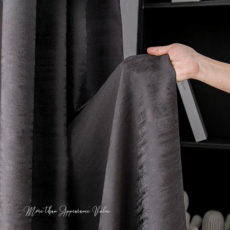 Modern Fashionable Curtains for Living Room Black Jacquard Blackout Luxury Bedroom Dining Window Custom Size Decor Thicken